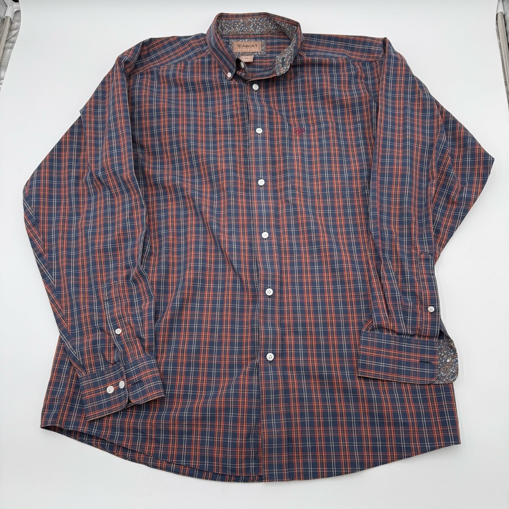 Ariat Shirt Mens Large Flip Cuffs Western Rodeo Wrinkle Free Ranch Cowboy